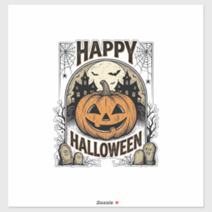 Halloween Pumpkin Graveyard Vintage Spooky Tee Art