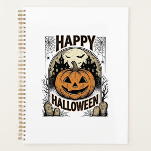 Halloween Pumpkin Graveyard Vintage Spooky Tee Art Planner