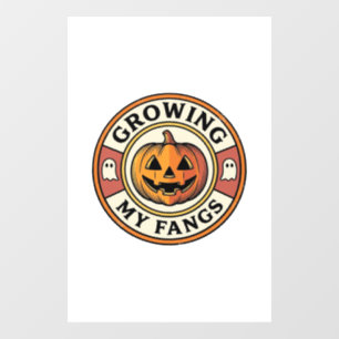 Halloween Pumpkin Growing My Fangs Vintage Badge_1