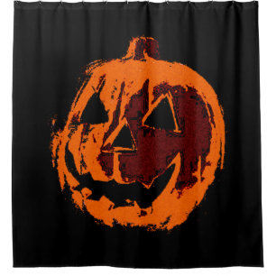 Halloween Pumpkin - grunge style + your ideas Shower Curtain
