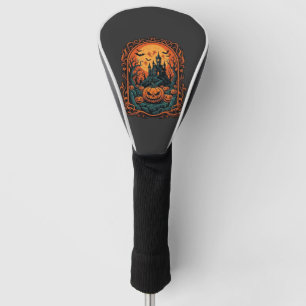 Halloween Pumpkin Haunted House Full Moon Bats Golf Head Cover