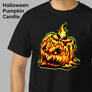 Halloween Pumpkin Head Flaming Burning Candle T-Sh T-Shirt