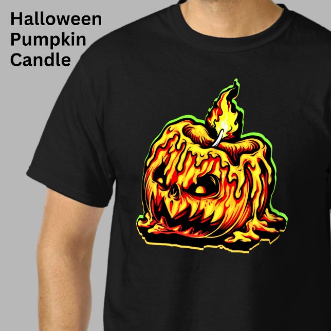 Halloween Pumpkin Head Flaming Burning Candle  T-Shirt (Creator Uploaded)