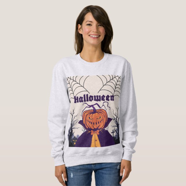 Halloween Pumpkin Head Graveyard Sweatshirt (Front Full)