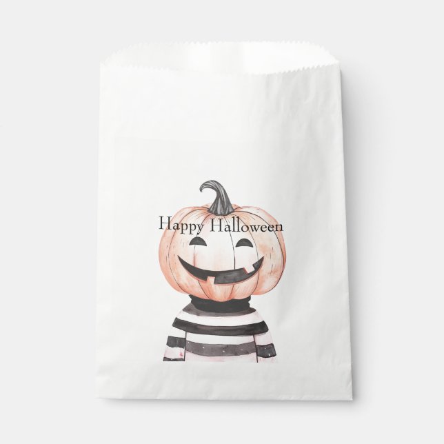 Halloween Pumpkin Head in T Shirt  Favour Bags (Front)
