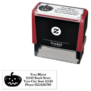 Halloween pumpkin head logo custom return address self-inking stamp