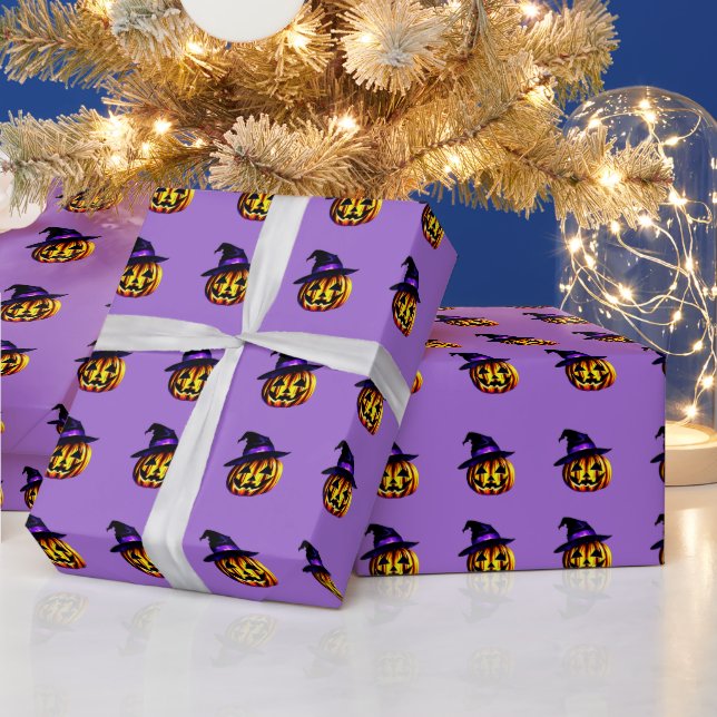 HALLOWEEN Pumpkin Head Purple ~  Wrapping Paper (Holidays)