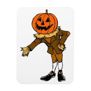 HALLOWEEN PUMPKIN HEAD SCARECROW PILGRIM MAGNET