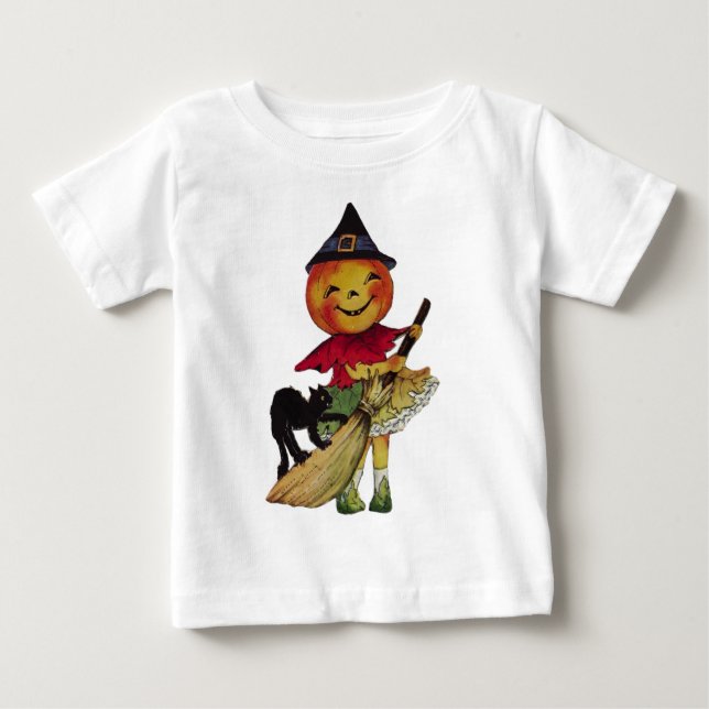 Halloween Pumpkin Head Witch Kid's Long Sleeve Top (Front)
