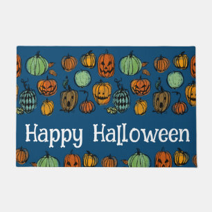 Halloween pumpkin heads Door Mat