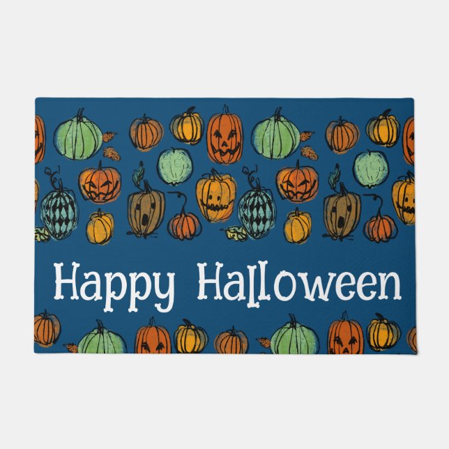 Halloween pumpkin heads Door Mat (Front)