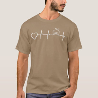 Halloween Pumpkin Heartbeat with Heart I Halloween T-Shirt