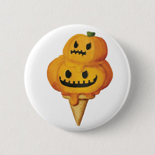 Halloween Pumpkin Ice Cream Cone 6 Cm Round Badge