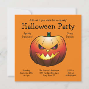 Halloween Pumpkin Invitation Flat Card