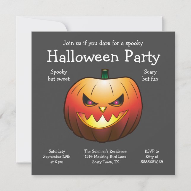 Halloween Pumpkin Invitation Flat Card (Front)
