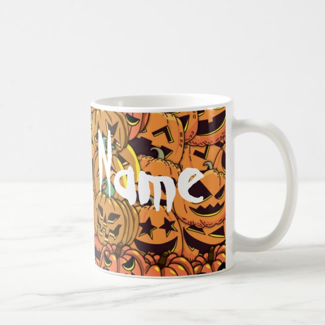 Halloween Pumpkin Jack O Lantern Coffee Mug, Cup (Right)