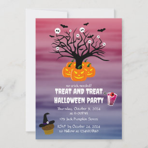 Halloween Pumpkin Jack o’ Lantern Dead Tree Invitation