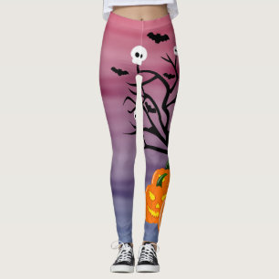 Halloween Pumpkin Jack o’ Lantern Dead Tree Leggings