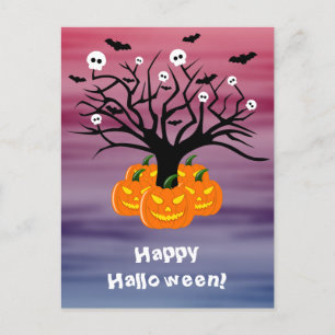Halloween Pumpkin Jack o’ Lantern Dead Tree Postcard
