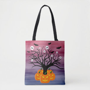 Halloween Pumpkin Jack o’ Lantern Dead Tree Tote Bag
