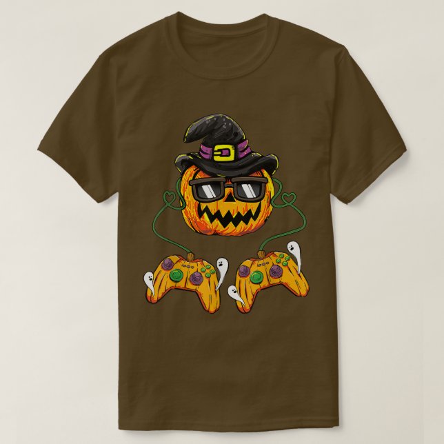 Halloween Pumpkin Jack O Lantern Gamer Kids Boys M T-Shirt (Design Front)