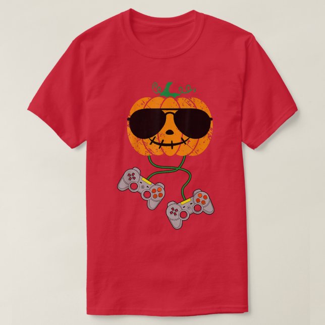 Halloween Pumpkin Jack O Lantern Halloween Gamer B T-Shirt (Design Front)