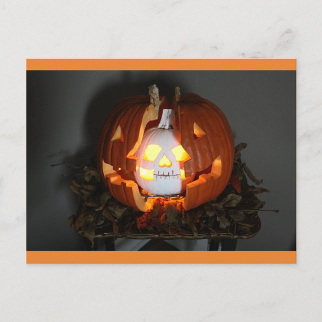 Halloween Pumpkin Jack O Lantern Skull Postcard (Front)