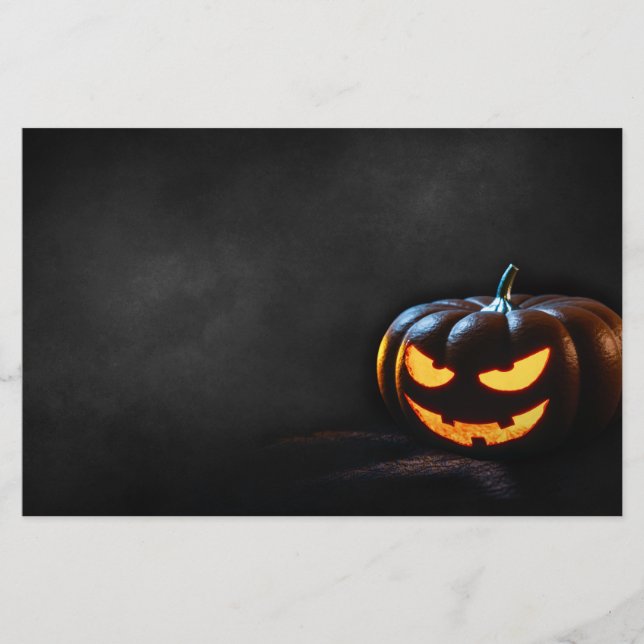 Halloween Pumpkin Jack-O-Lantern Spooky Stationery (Front)