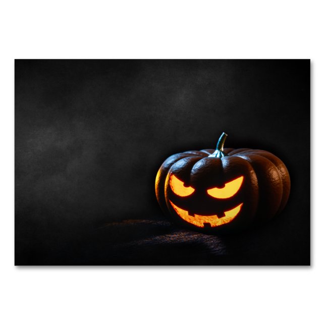 Halloween Pumpkin Jack-O-Lantern Spooky Table Number (Front)