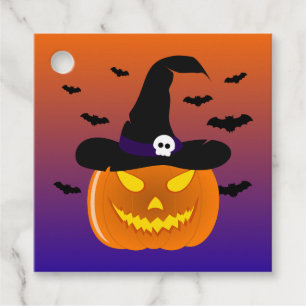 Halloween Pumpkin Jack o’ Lantern Witch Hat Favour Tags