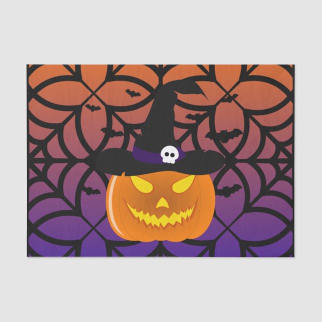 Halloween Pumpkin Jack o’ Lantern Witch Hat Tissue Paper (Front)