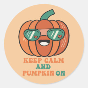Halloween Pumpkin Keep Calm Classic Round Sticker