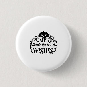 Halloween Pumpkin Kisses Harvest Wishes Birthday 3 Cm Round Badge