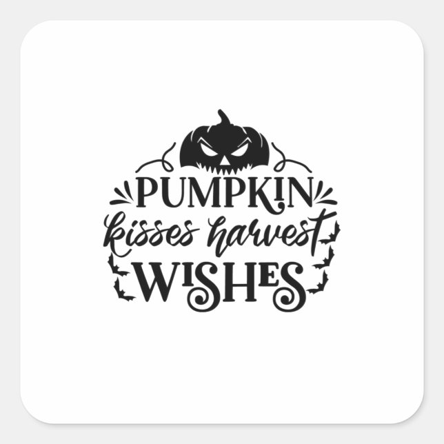 Halloween Pumpkin Kisses Harvest Wishes Birthday Square Sticker (Front)