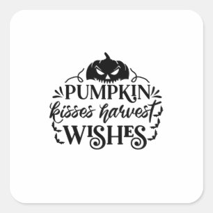 Halloween Pumpkin Kisses Harvest Wishes Birthday Square Sticker