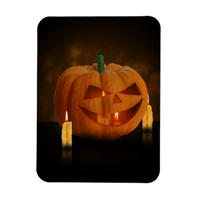 Halloween Pumpkin Lantern with Candles Magnet (Vertical)