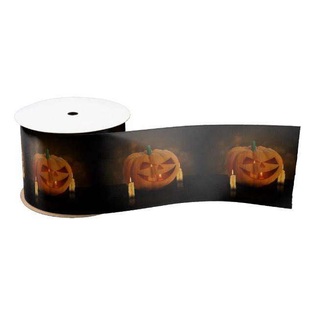 Halloween Pumpkin Lantern with Candles Satin Ribbon (Spool)