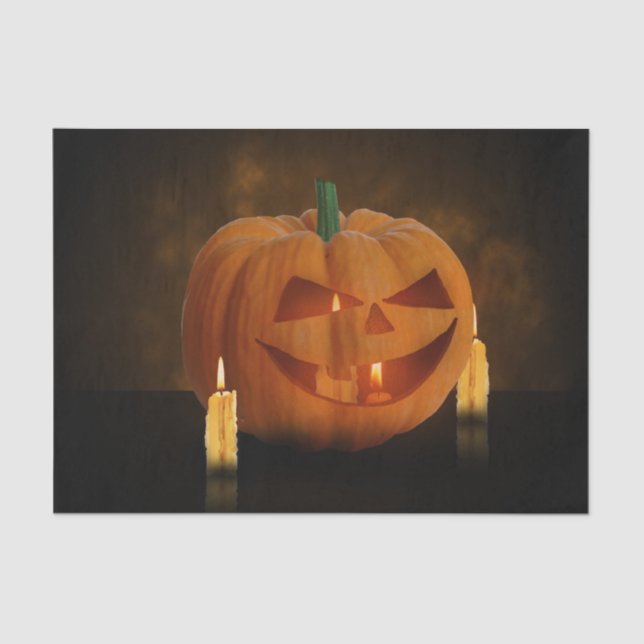 Halloween Pumpkin Lantern with Candles Tissue Paper (Front)
