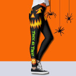Halloween Pumpkin Leggings Women's Yoga Pants<br><div class="desc">Halloween Jack o Lantern,  scary pumpkin fun! Women's leggings with Trick or Treat templates on both legs,  change to your name or phrase of choice. Happy Halloween!</div>