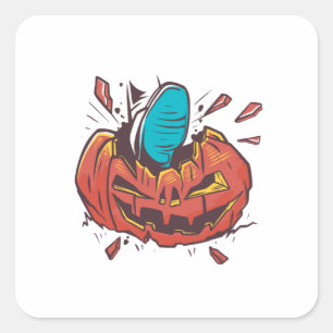 Halloween Pumpkin Lets Get Smashed Square Sticker