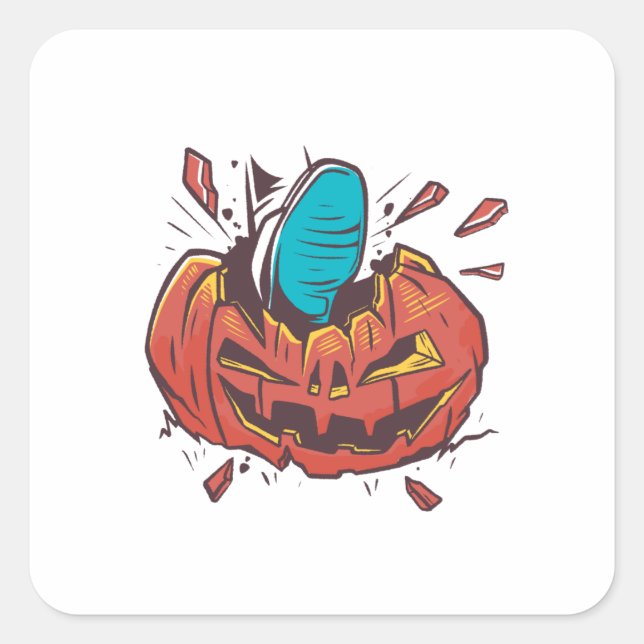 Halloween Pumpkin Lets Get Smashed Square Sticker (Front)