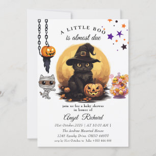 Halloween Pumpkin Little Boo Baby Shower Invitation