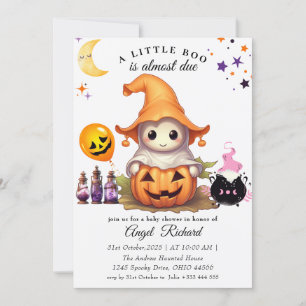 Halloween Pumpkin Little Boo Baby Shower Invitation