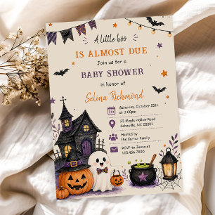 Halloween Pumpkin Little Boo Baby Shower Invitation