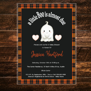 Halloween Pumpkin Little Boo Baby Shower Invitation