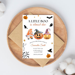 Halloween Pumpkin Little Boo Baby Shower Invitation