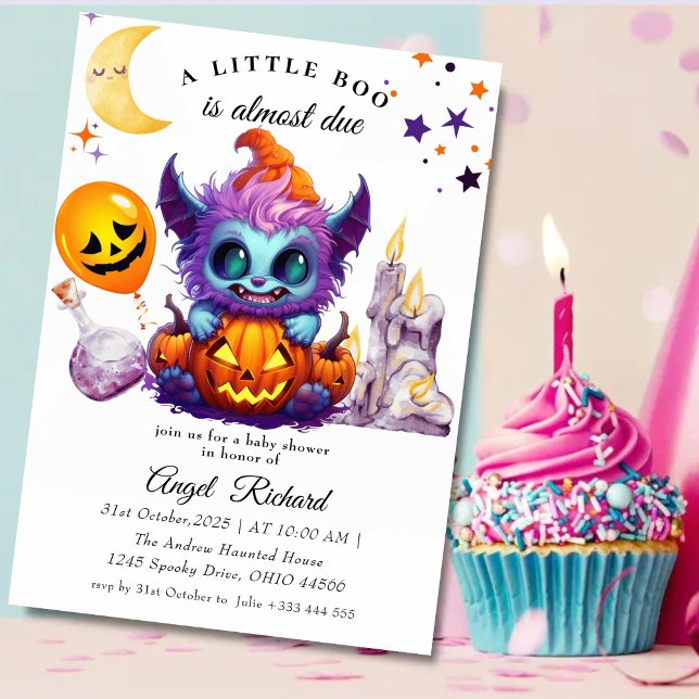 Halloween Pumpkin Little Boo Baby Shower Invitation (Creator Uploaded)