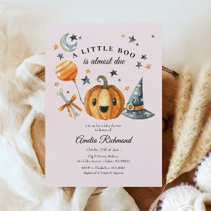 Halloween Pumpkin Little Boo Baby Shower Invitation