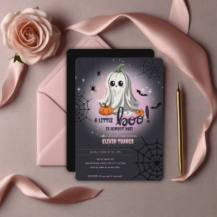 Halloween Pumpkin Little Boo Baby Shower Invitation