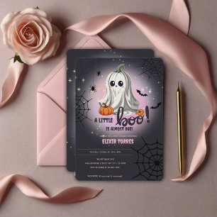 Halloween Pumpkin Little Boo Baby Shower Invitation